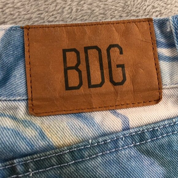 BDG Womens Jeans Size 32 Flare Leg Y2K Blue Marble Print Casual High Rise Hippie - Picture 13 of 16